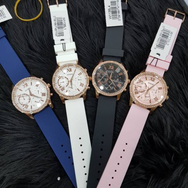  Shop Authentic Guess Solar White Dial White Rubber Strap Watch For Women - W1135L1 - Luxxuri