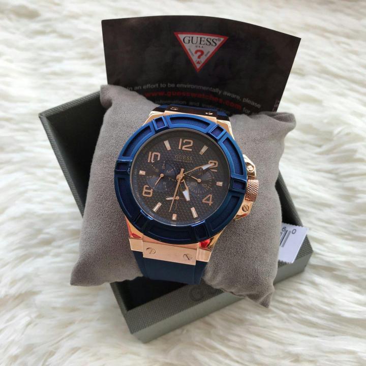  Shop Authentic Guess Rigor Blue Dial Blue Silicone Strap Watch For Men - W0247G3 - Luxxuri