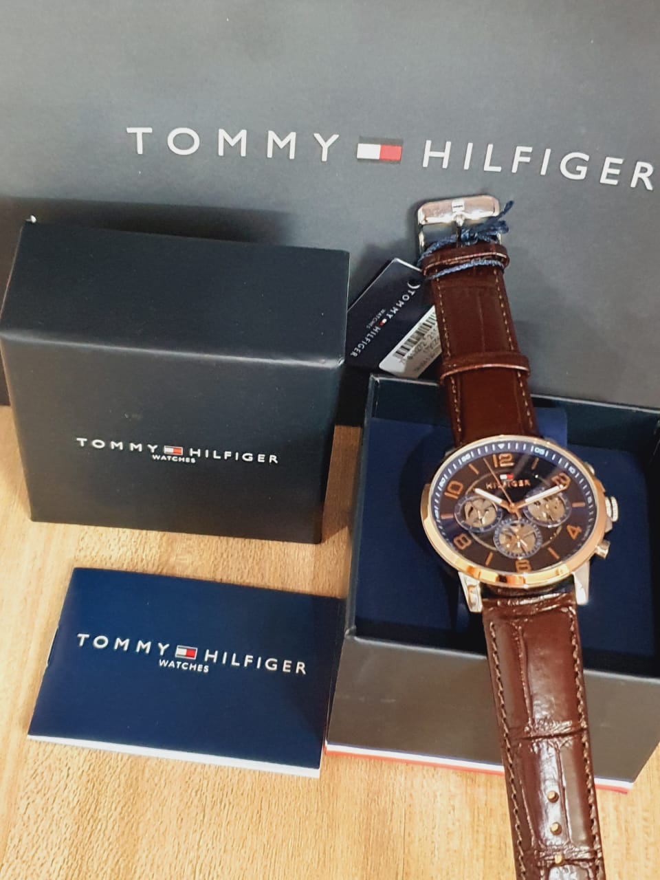 Shop Authentic Tommy Hilfiger Keagan Chronograph Blue Dial Brown Leather Strap Watch for Men - 1791290 - Luxxuri