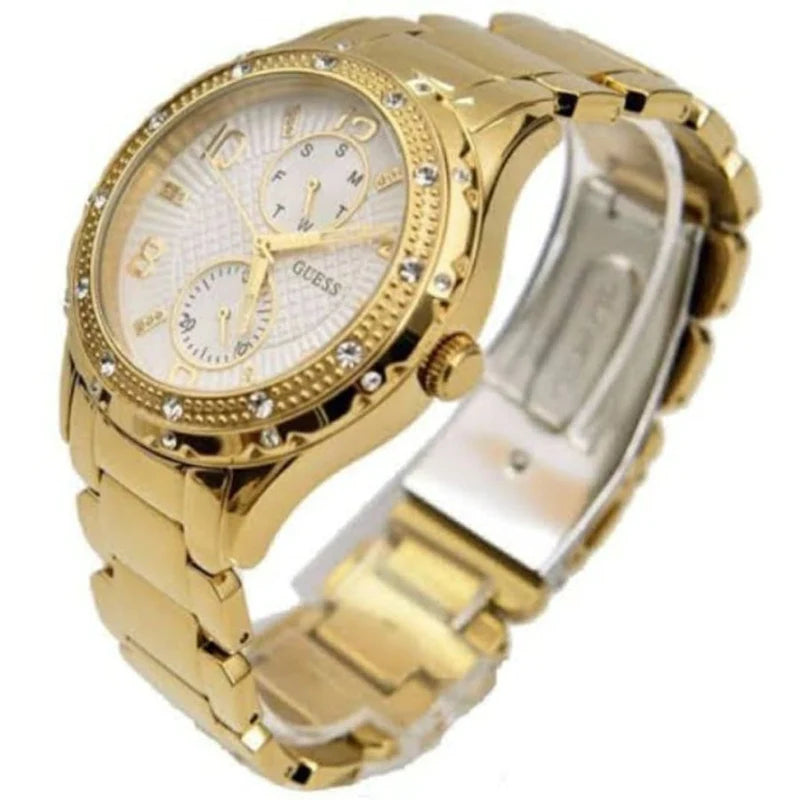  Shop Authentic Guess Siren Diamonds Silver Dial Gold Steel Strap Watch for Women - W0442L2 - Luxxuri