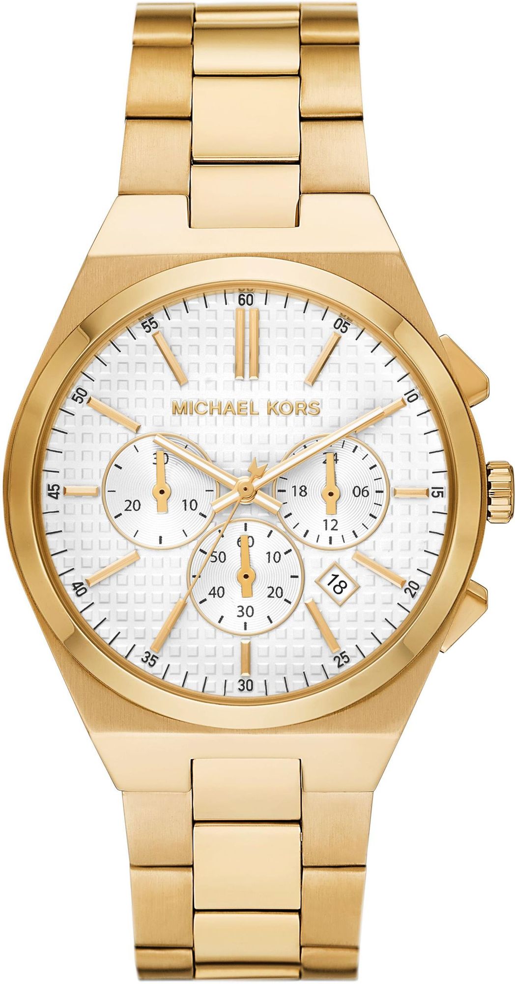  Shop Authentic Michael Kors Lennox Chronograph White Dial Gold Steel Strap Watch For Men - MK9120 - Luxxuri