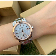  Shop Authentic Burberry The City White Dial Two Tone Steel Strap Watch for Women - BU9105 - Luxxuri