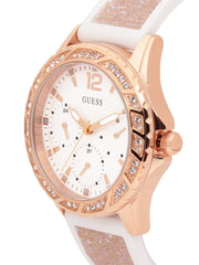  Shop Authentic Guess Swirl Quartz Silver Dial White Rubber Strap Watch For Women - W1096l2 - Luxxuri