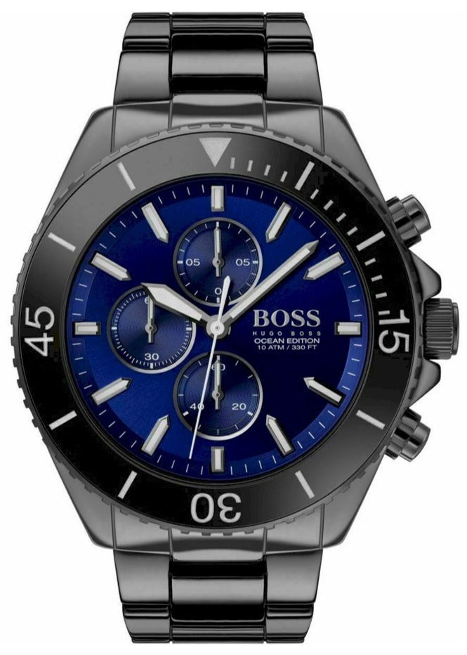  Shop Authentic Hugo Boss Ocean Edition Navy Blue Dial Black Steel Strap Watch for Men - 1513743 - Luxxuri