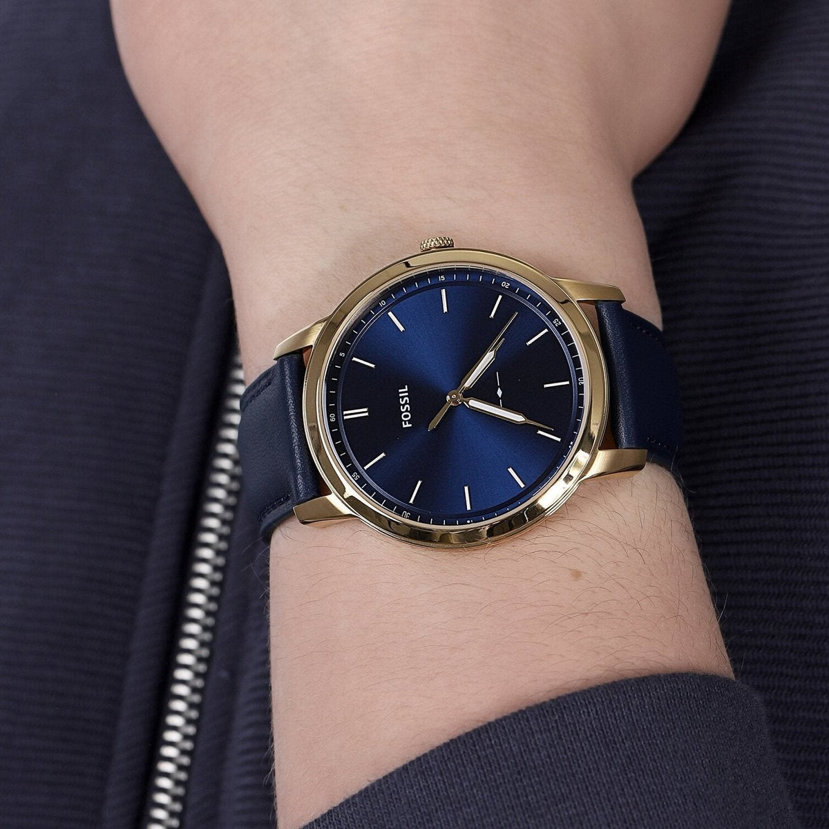  Shop Authentic Fossil The Minimalist 3H Analog Blue Dial Blue Leather Strap Watch for Men - FS5789 - Luxxuri