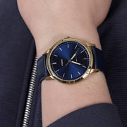  Shop Authentic Fossil The Minimalist 3H Analog Blue Dial Blue Leather Strap Watch for Men - FS5789 - Luxxuri