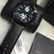  Shop Authentic Marc Jacobs Larry Chronograph Black Dial Black Leather Strap Watch for Men - MBM5054 - Luxxuri