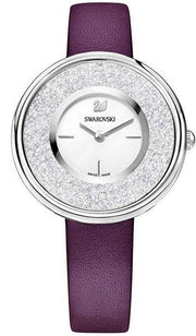  Shop Authentic Swarovski Crystalline Silver Dial Purple Leather Strap Watch for Women - 5295355 - Luxxuri