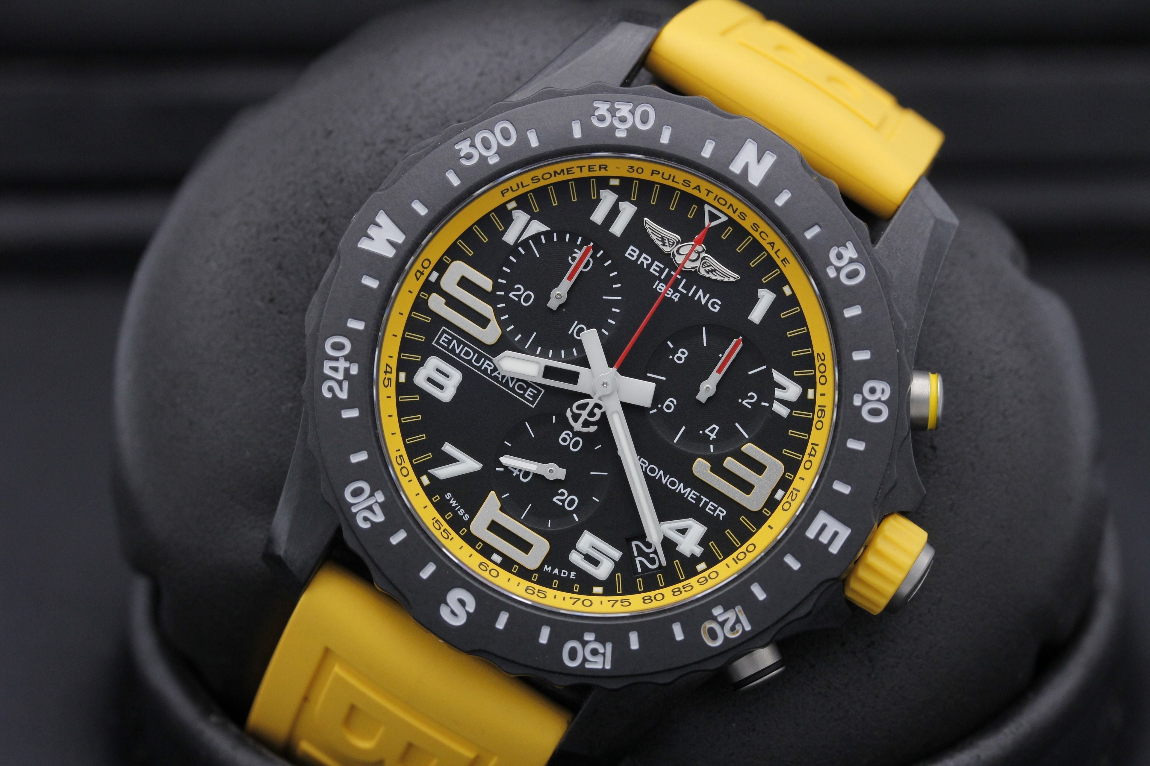  Shop Authentic Breitling Endurance Pro Black Dial Yellow Rubber Strap Watch for Men - X82310A41B1S1 - Luxxuri