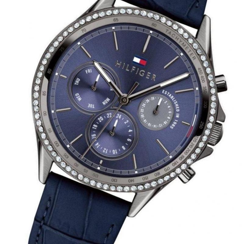  Shop Authentic Tommy Hilfiger Ari Quartz Diamonds Blue Dial Blue Leather Strap Watch for Women - 1781979 - Luxxuri