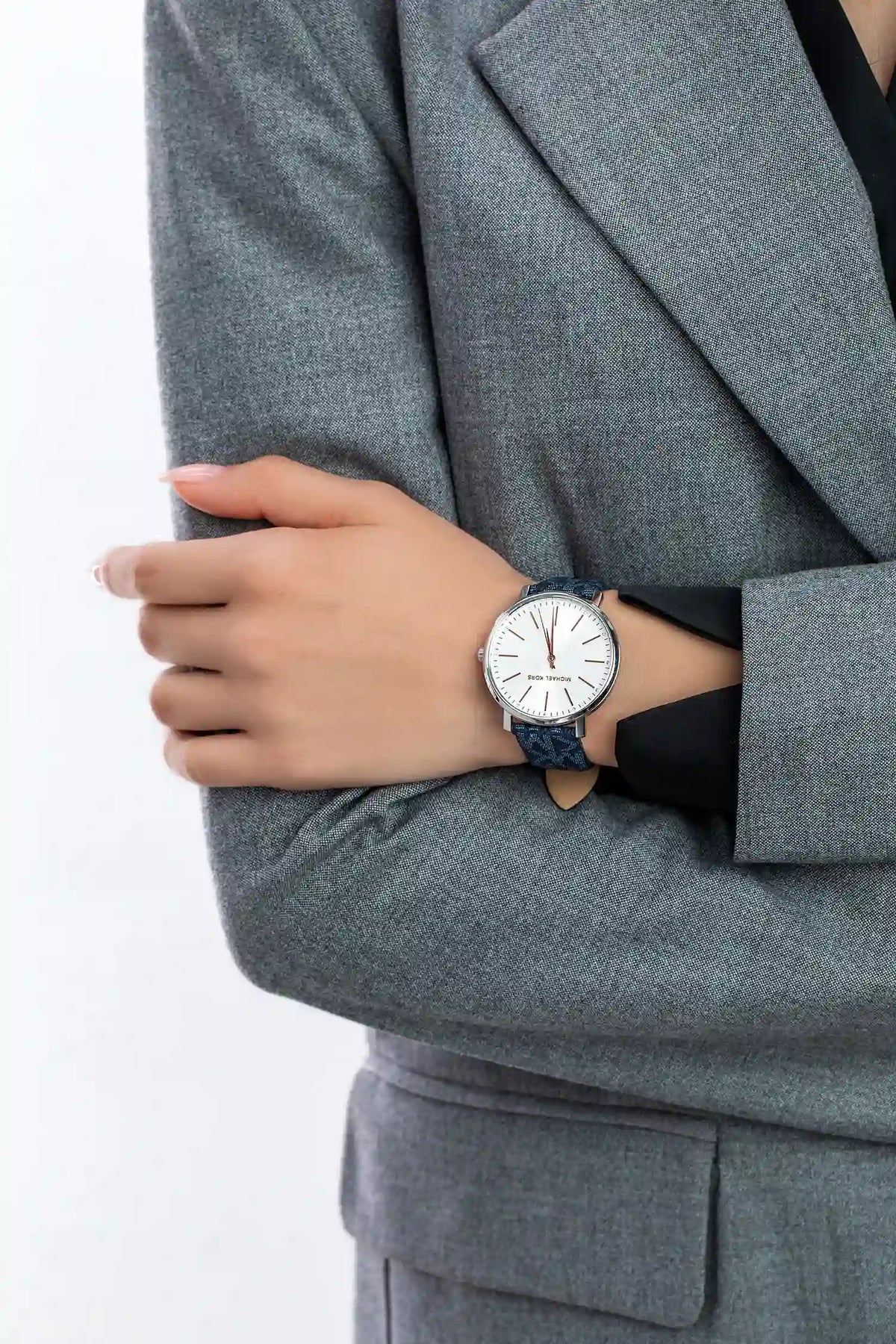  Shop Authentic Michael Kors Pyper Quartz Silver Dial Blue Leather Strap Watch For Women - MK7244 - Luxxuri