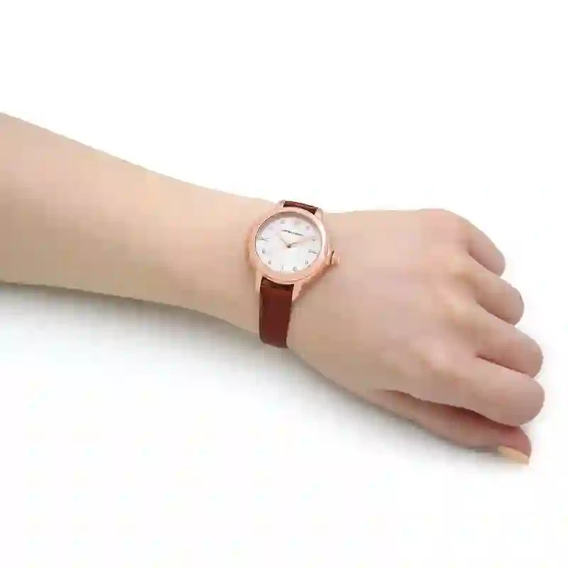  Shop Authentic Emporio Armani Mia Quartz Silver Dial Brown Leather Strap Watch For Women - AR11525 - Luxxuri