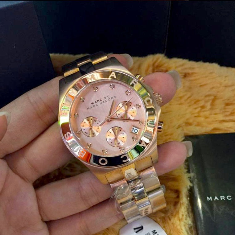  Shop Authentic Marc Jacobs Blade Chronograph Rose Gold Dial Rose Gold Steel Strap Watch for Women - MBM3102 - Luxxuri
