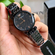  Shop Authentic Emporio Armani Gianni T Bar All Black Diamond Dial Watch For Women - AR11245 - Luxxuri