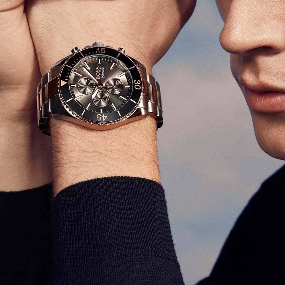  Shop Authentic Hugo Boss Ocean Edition Black Dial Two Tone Steel Strap Watch for Men - 1513705 - Luxxuri
