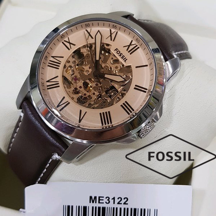  Shop Authentic Fossil Grant Chronograph Cream Dial Brown Leather Strap Watch for Men - ME3122 - Luxxuri