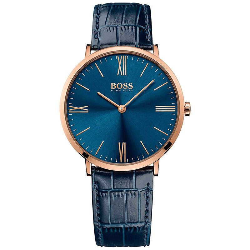  Shop Authentic Hugo Boss Jackson Blue Dial Black Leather Strap Watch for Men - 1513371 - Luxxuri