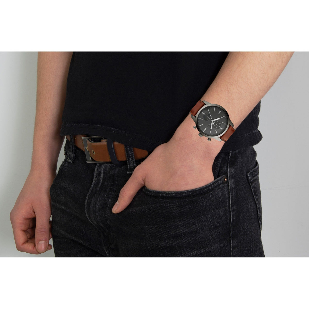  Shop Authentic Fossil Townsman Chronograph Gray Dial Brown Leather Strap Watch for Men - FS5522 - Luxxuri