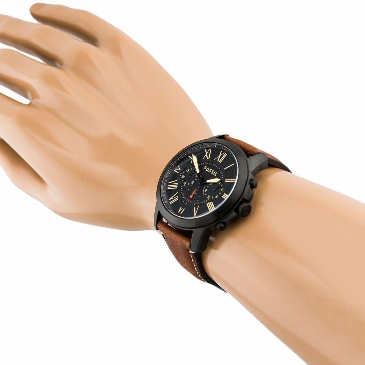  Shop Authentic Fossil Grant Chronograph Black Dial Brown Leather Strap Watch for Men - FS5241 - Luxxuri