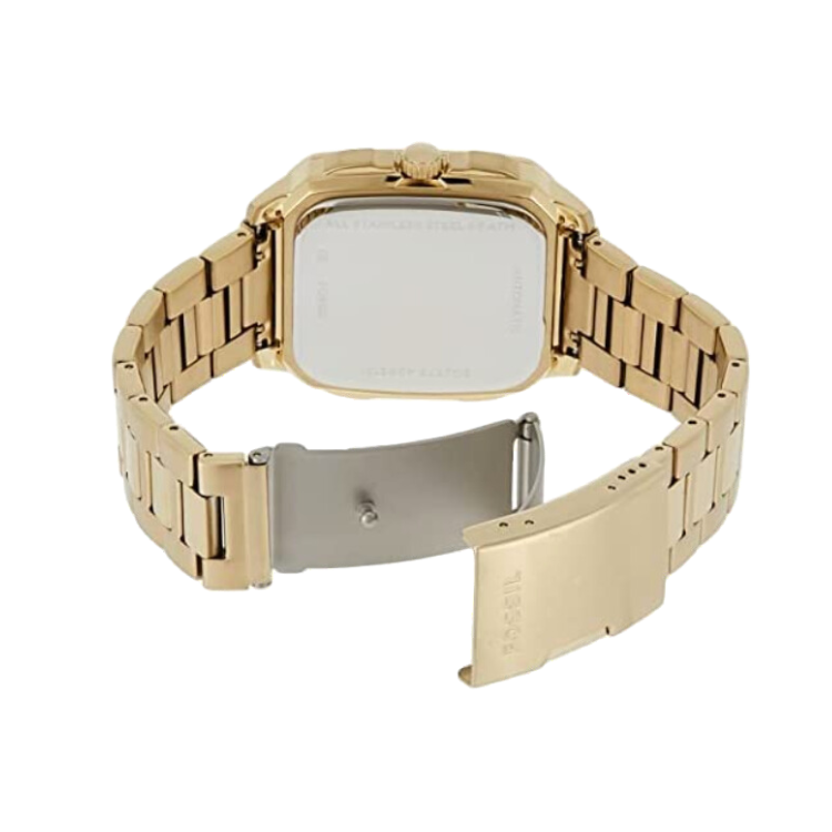  Shop Authentic Fossil Inscription Automatic Skeleton Black Dial Gold Steel Strap Watch for Men - BQ2573 - Luxxuri