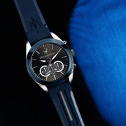  Shop Authentic Maserati Traguardo Chronograph Blue Dial Black Silicone Strap Watch For Men - R8871612046 - Luxxuri