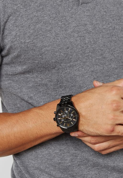  Shop Authentic Michael Kors Lexington Chronograph Black Dial Black Steel Strap Watch for Men - MK8603 - Luxxuri