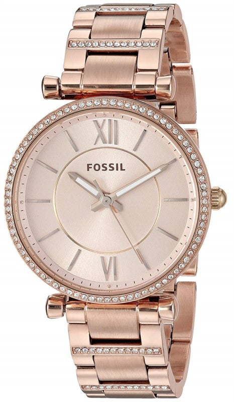  Shop Authentic Fossil Carlie Rose Gold Dial Rose Gold Steel Strap Watch for Women - ES4301 - Luxxuri