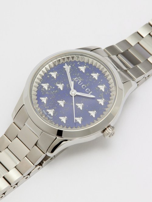  Shop Authentic Gucci G Timeless Quartz Blue Dial Silver Steel Strap Watch for Women - YA1265043 - Luxxuri