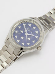  Shop Authentic Gucci G Timeless Quartz Blue Dial Silver Steel Strap Watch for Women - YA1265043 - Luxxuri