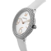  Shop Authentic Swarovski Crystal Frost Silver Dial White Leather Strap Watch for Women - 5484070 - Luxxuri