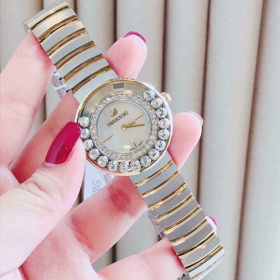  Shop Authentic Swarovski Lovely Crystals Mother of Pearl Dial Two Tone Steel Strap Watch for Women - 1187022 - Luxxuri