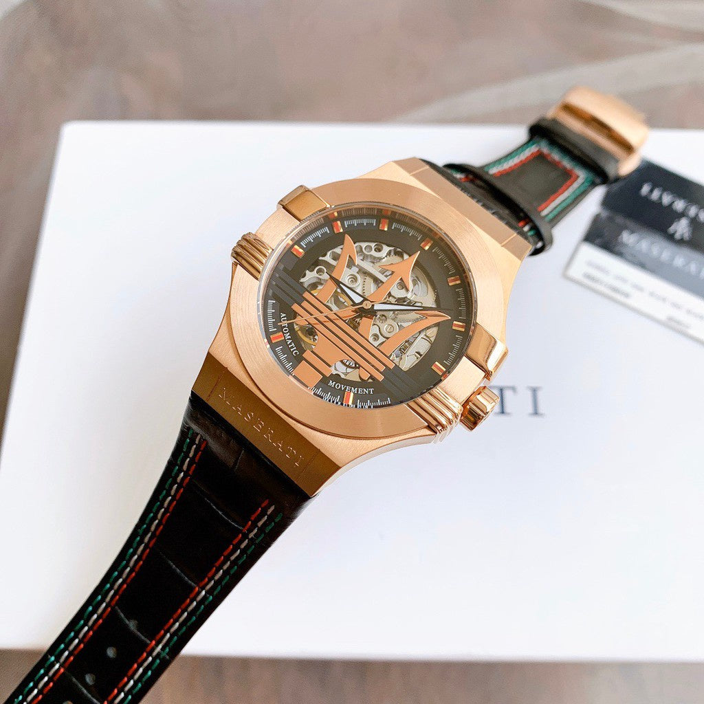  Shop Authentic Maserati Potenza Skeleton Limited Edition Dial Black Strap Watch For Men - R8821108026 - Luxxuri