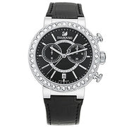 Shop Authentic Swarovski Citra Sphere Chronograph Black Dial Black Leather Strap Watch for Women - 5027131 - Luxxuri