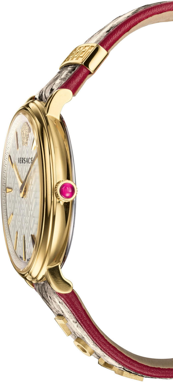  Shop Authentic Versace V Circle Quartz White Dial Brown Leather Strap Watch For Women - VBP08017 - Luxxuri
