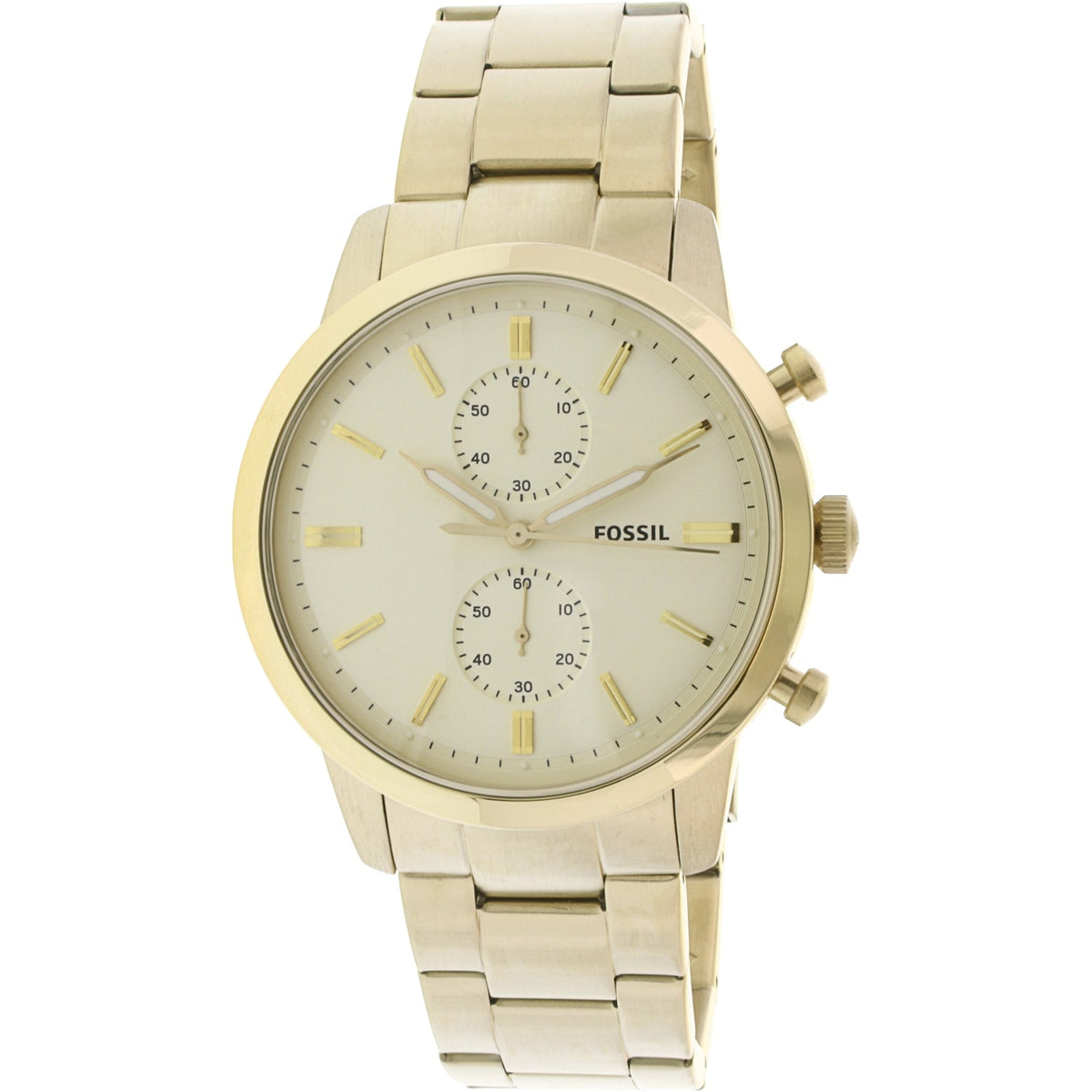  Shop Authentic Fossil Townsman Chronograph White Dial Gold Steel Strap Watch for Men - FS5348 - Luxxuri