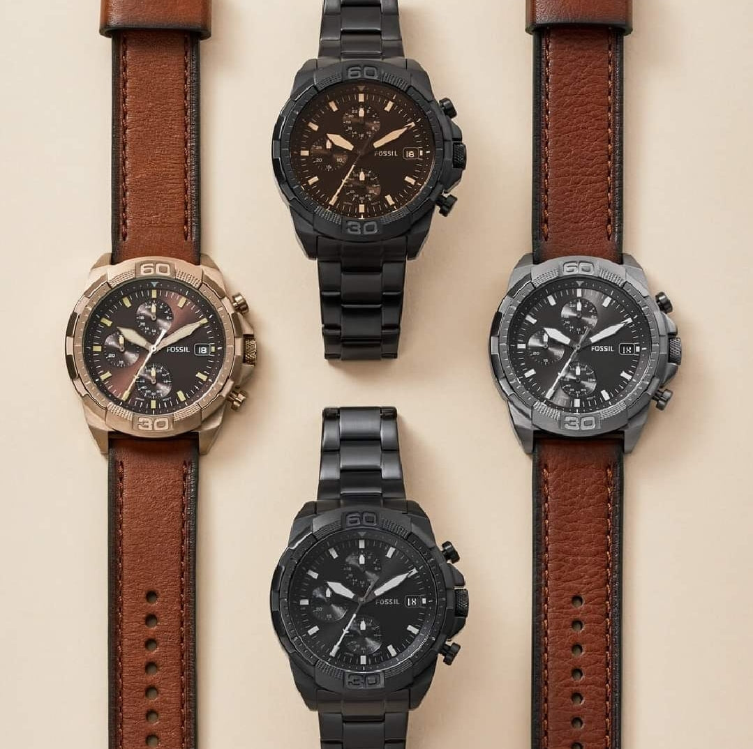  Shop Authentic Fossil Bronson Chronograph Grey Dial Brown Leather Strap Watch for Men - FS5855 - Luxxuri