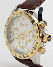 Shop Authentic Hugo Boss Ikon White Dial Brown Leather Strap Watch for Men - 1513174 - Luxxuri
