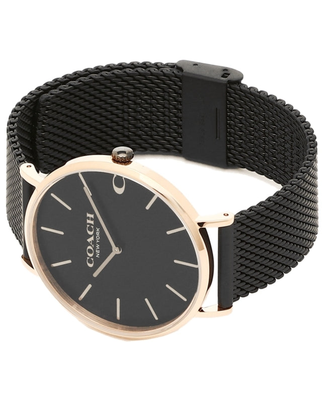 Coach Charles Black Ion Dial Black Mesh Bracelet Watch for Men - 14602470
