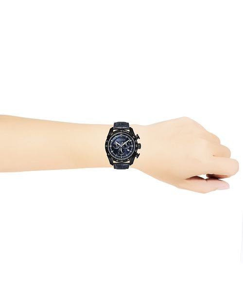 Shop Authentic Versace V-Ray Chronograph Quartz Blue Dial Black Leather Strap Watch For Men - VEDB00418 - Luxxuri