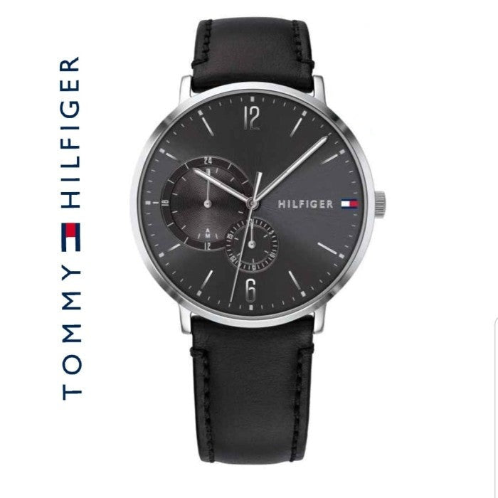  Shop Authentic Tommy Hilfiger Brooklyn Black Dial Black Leather Strap Watch for Men - 1791509 - Luxxuri