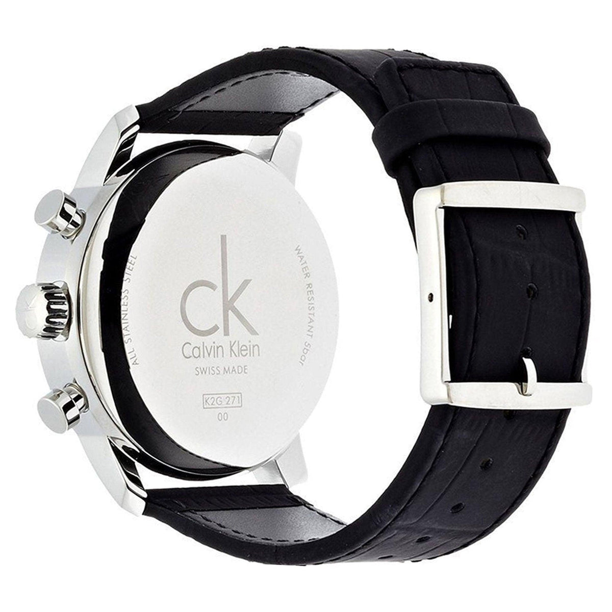  Shop Authentic Calvin Klein City Chronograph Black Dial Black Leather Strap Watch for Men - K2G271CX - Luxxuri