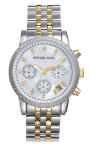  Shop Authentic Michael Kors Ritz Chronograph White Dial Two Tone Steel Strap Watch for Women - MK5057 - Luxxuri
