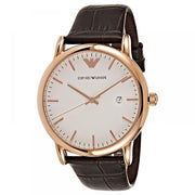  Shop Authentic Emporio Armani Luigi White Dial Brown Leather Strap Watch For Men - AR2502 - Luxxuri