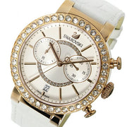  Shop Authentic Swarovski Citra Sphere Chrono White Dial White Leather Strap Watch for Women - 5080602 - Luxxuri