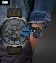  Shop Authentic Diesel Mega Chief Chronograph Black Dial Black Leather Strap Watch For Men - DZ4500 - Luxxuri