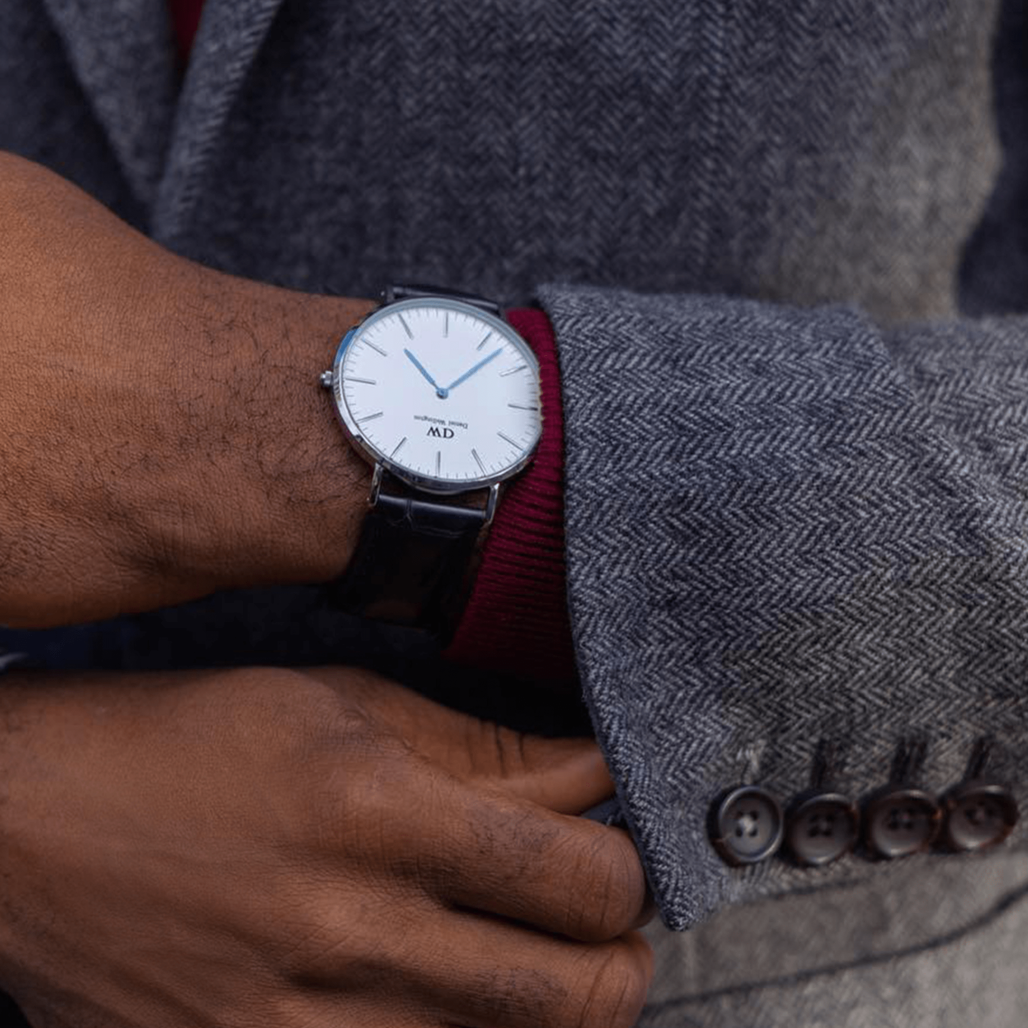  Shop Authentic Daniel Wellington Classic Sheffield White Dial Black Leather Strap Watch For Men - DW00100020 - Luxxuri