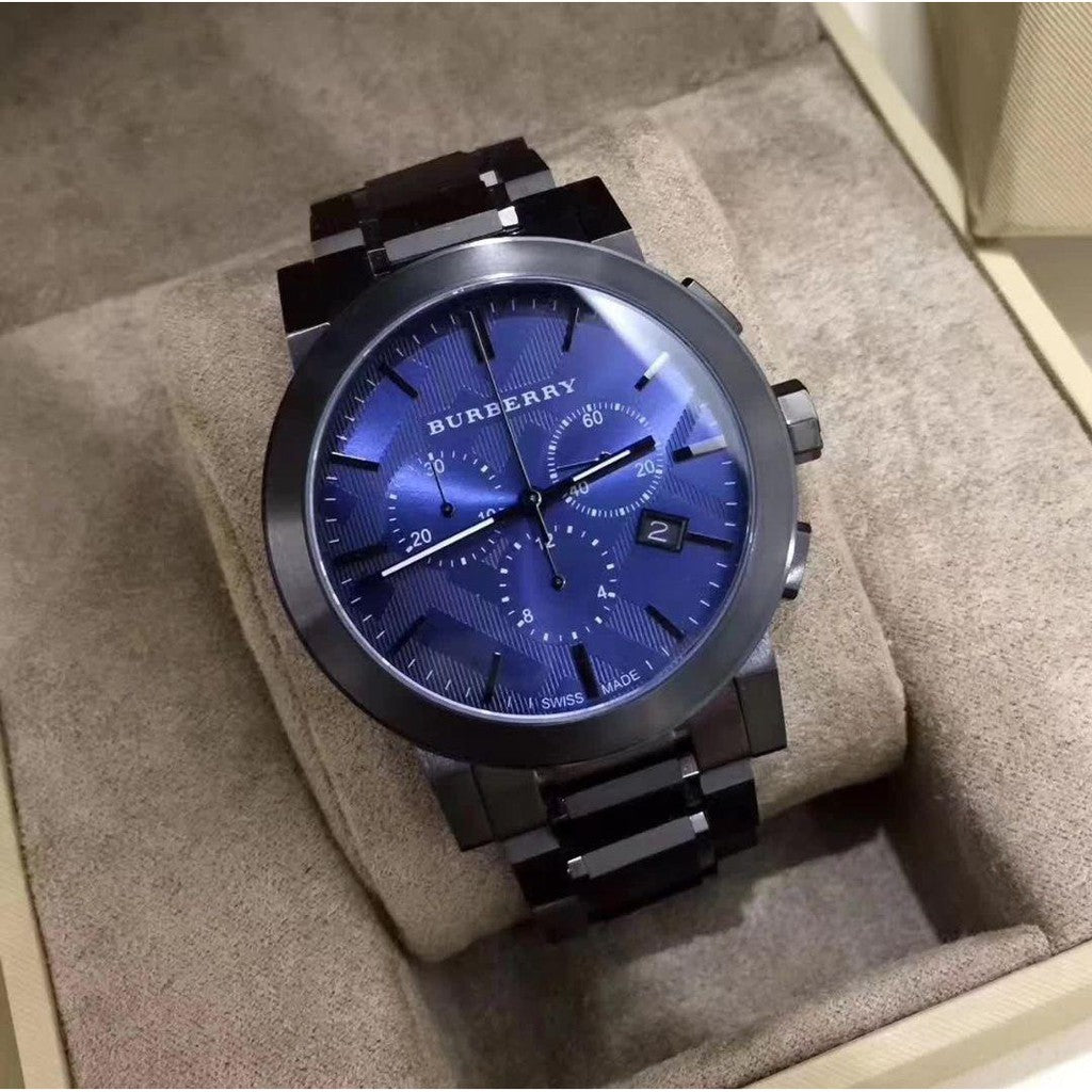  Shop Authentic Burberry The City Navy Blue Dial Black Steel Strap Watch for Men - BU9365 - Luxxuri