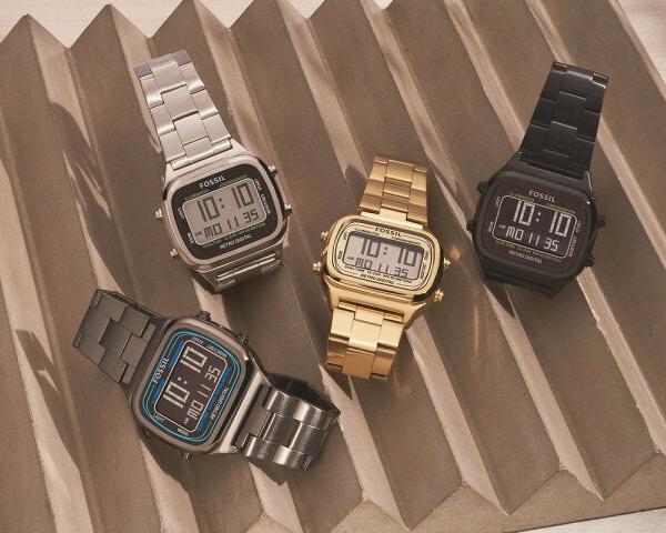  Shop Authentic Fossil Retro Digital Black Dial Black Steel Strap Watch for Men - FS5846 - Luxxuri