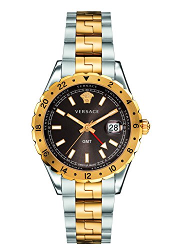  Shop Authentic Versace Hellenyium GMT Black Dial Two Tone Steel Strap Watch for Men - V11040015 - Luxxuri