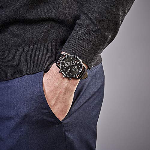 Shop Authentic Hugo Boss Navigator Black Dial Black Leather Strap Watch for Men - 1513678 - Luxxuri